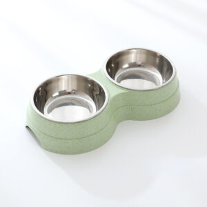 Double Pet Bowls – PawJoy DuoFeeder Green Stainless Steel Food & Water Feeder
